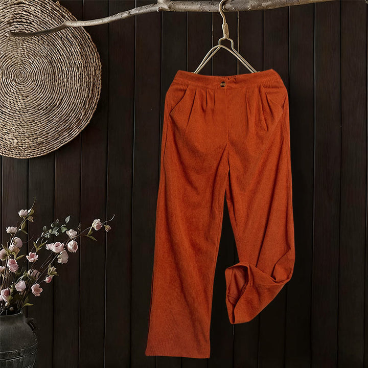 Pantalones casuales de pana rectos con bolsillos para mujer Buddha Stones - image 31