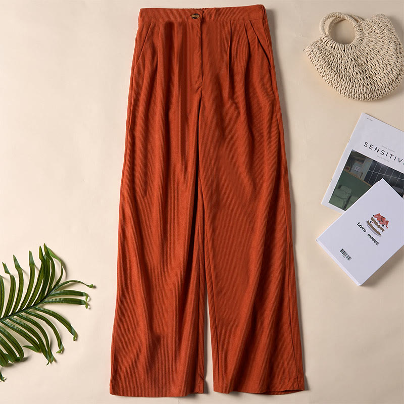 Pantalones casuales de pana rectos con bolsillos para mujer Buddha Stones - Chocolate - US14，UK/AU18，EU46 (2XL) - image 26