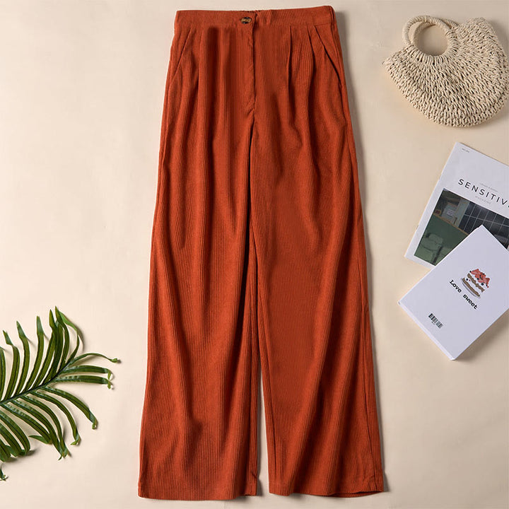 Pantalones casuales de pana rectos con bolsillos para mujer Buddha Stones - Chocolate - US14，UK/AU18，EU46 (2XL) - image 26