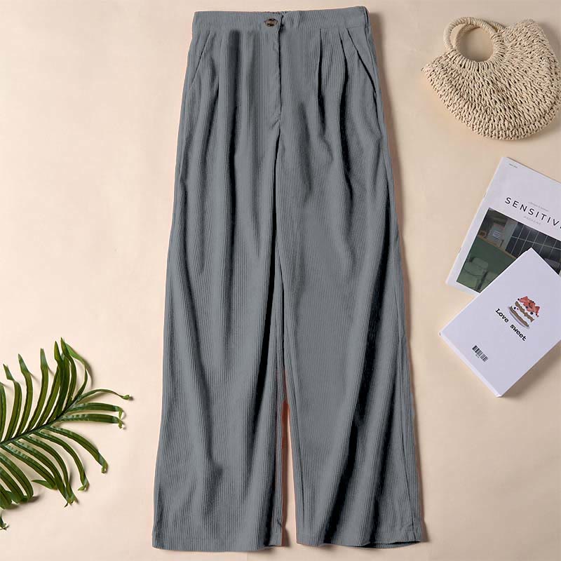 Pantalones casuales de pana rectos con bolsillos para mujer Buddha Stones - Gris - US14，UK/AU18，EU46 (2XL) - image 34