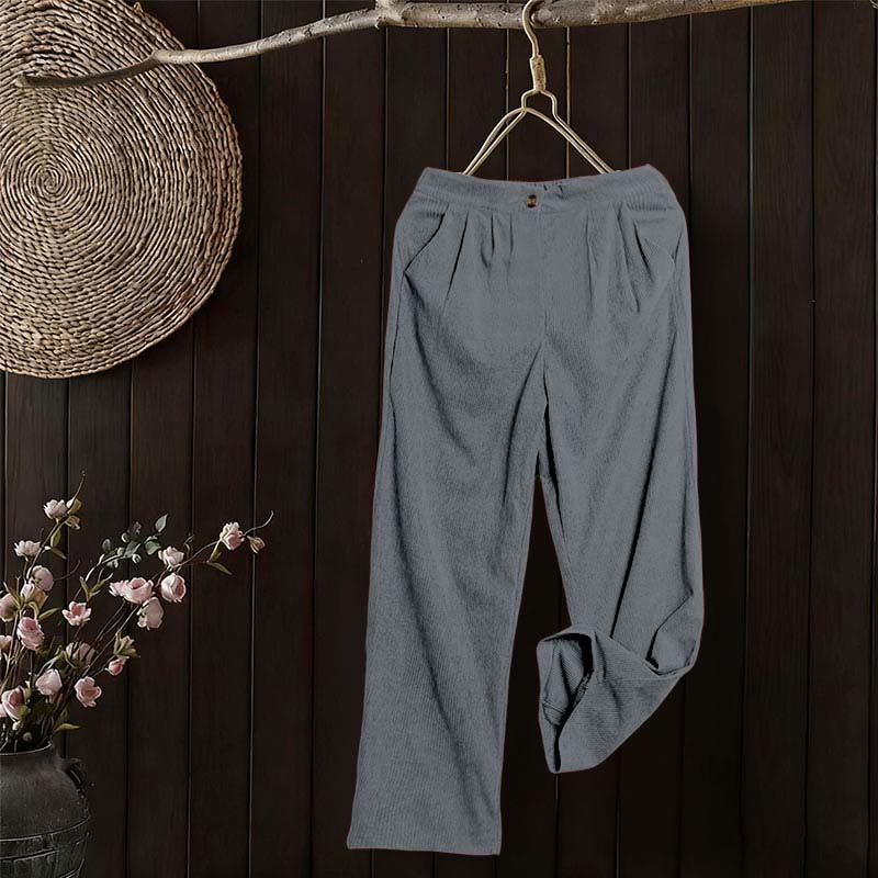 Pantalones casuales de pana rectos con bolsillos para mujer Buddha Stones - image 38