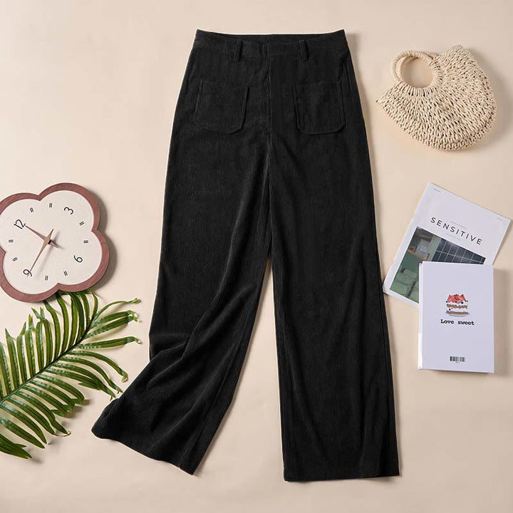 Pantalones anchos de pana y poliéster con botones y bolsillos para mujer de Buddha Stones - image 22