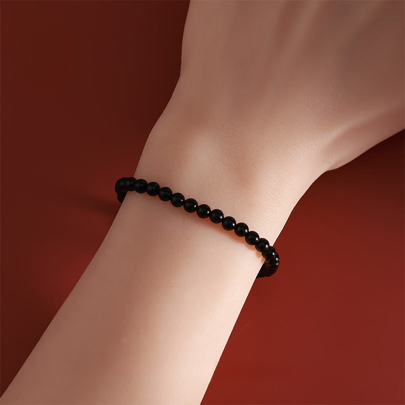 Pulsera de obsidiana negra natural de plata de ley 925 con Buddha Stones y año del caballo - image 3