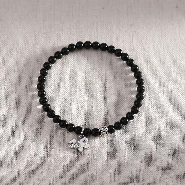 Pulsera de obsidiana negra natural de plata de ley 925 con Buddha Stones y año del caballo - image 13