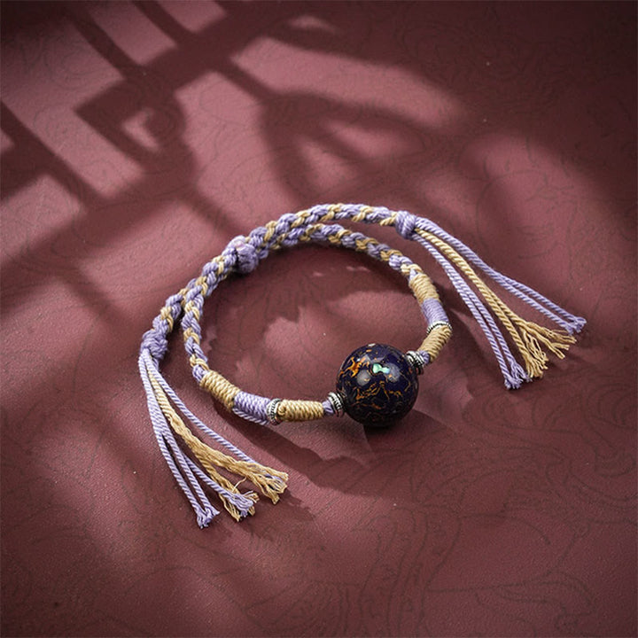 Pulsera de hilo trenzado multicolor con cuentas lacadas de Buddha Stones - Lavanda - image 5
