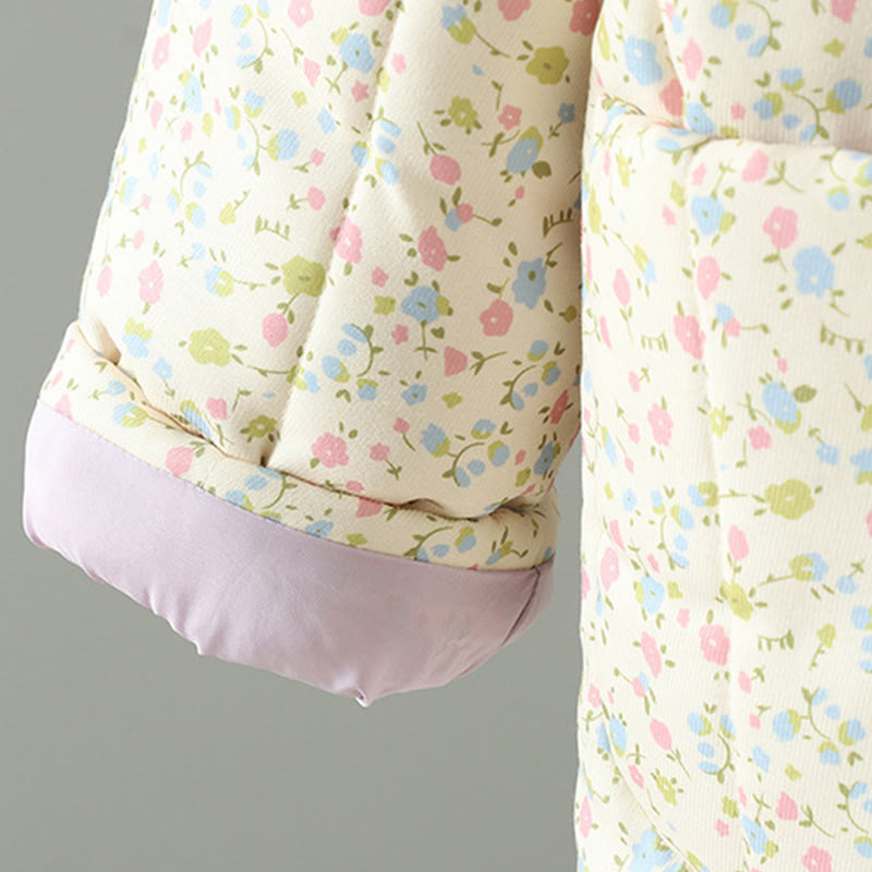 Chaqueta gruesa de algodón de manga larga para mujer con diseño floral de Buddha Stones y bolsillos. - image 8