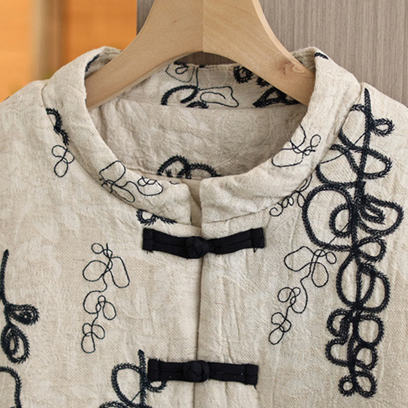 Chaqueta de invierno Buddha Stones para mujer, de manga larga, cuello alto, botones de rana, acolchada de algodón y bolsillos - image 20