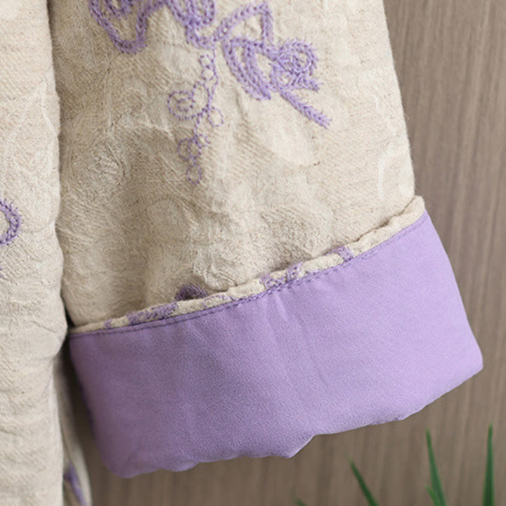 Chaqueta de invierno Buddha Stones para mujer, de manga larga, cuello alto, botones de rana, acolchada de algodón y bolsillos - image 16