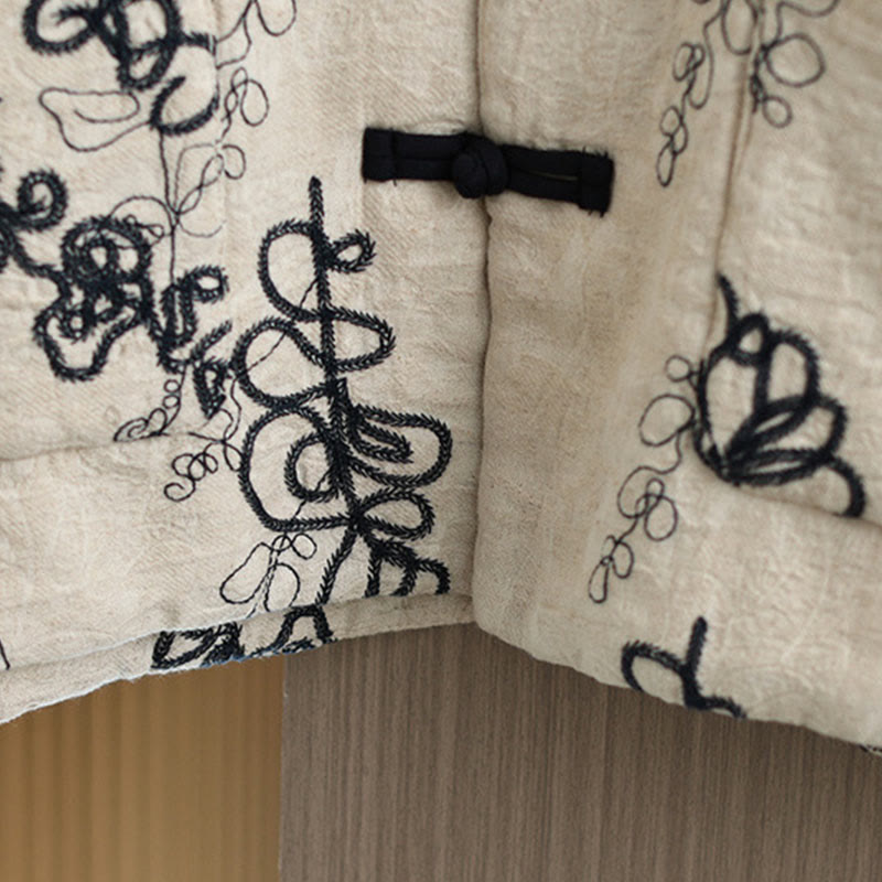 Chaqueta de invierno Buddha Stones para mujer, de manga larga, cuello alto, botones de rana, acolchada de algodón y bolsillos - image 25