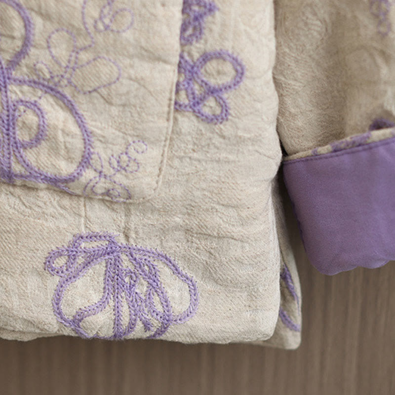 Chaqueta de invierno Buddha Stones para mujer, de manga larga, cuello alto, botones de rana, acolchada de algodón y bolsillos - image 17