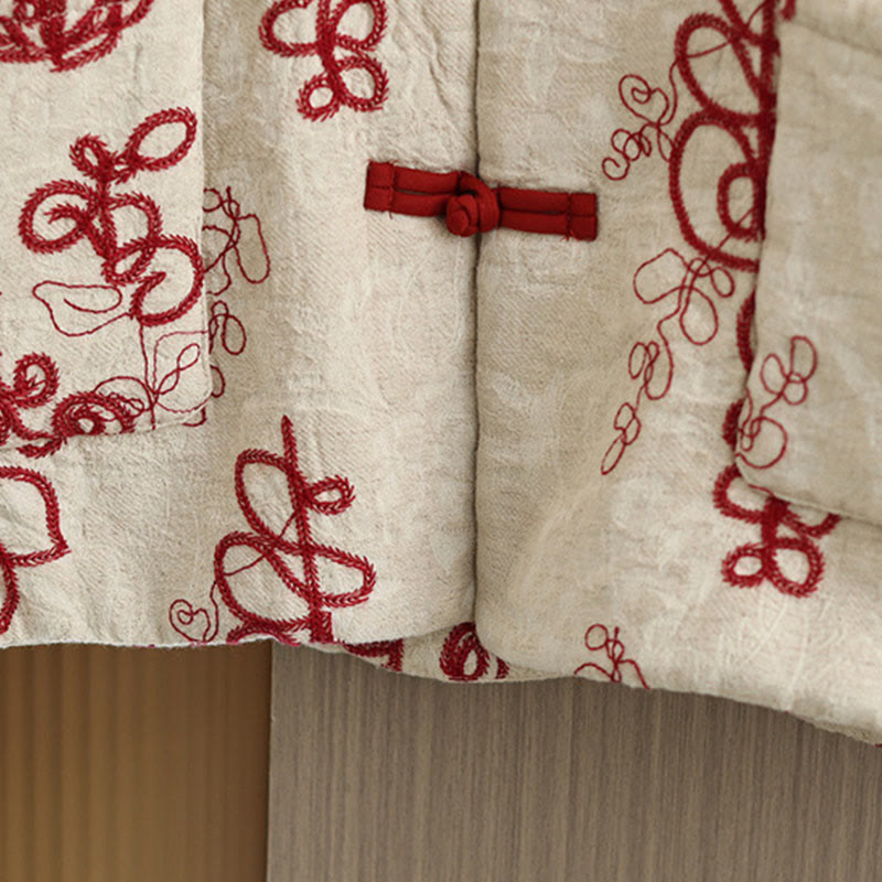 Chaqueta de invierno Buddha Stones para mujer, de manga larga, cuello alto, botones de rana, acolchada de algodón y bolsillos - image 5