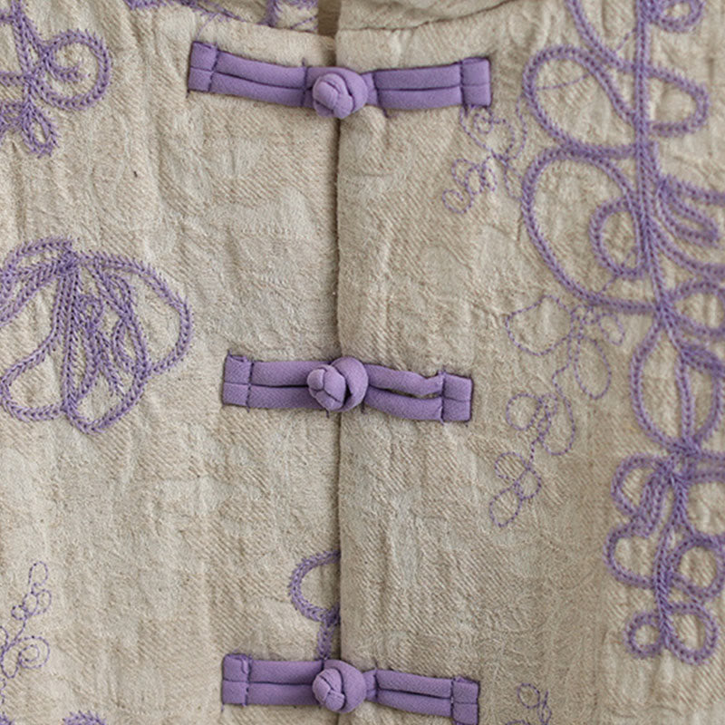 Chaqueta de invierno Buddha Stones para mujer, de manga larga, cuello alto, botones de rana, acolchada de algodón y bolsillos - image 12