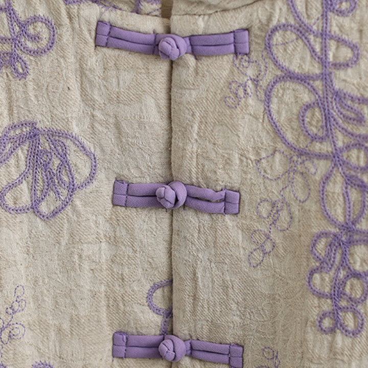 Chaqueta de invierno Buddha Stones para mujer, de manga larga, cuello alto, botones de rana, acolchada de algodón y bolsillos - image 12