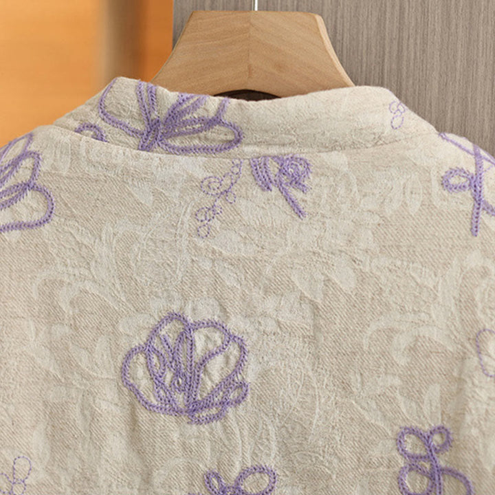 Chaqueta de invierno Buddha Stones para mujer, de manga larga, cuello alto, botones de rana, acolchada de algodón y bolsillos - image 10