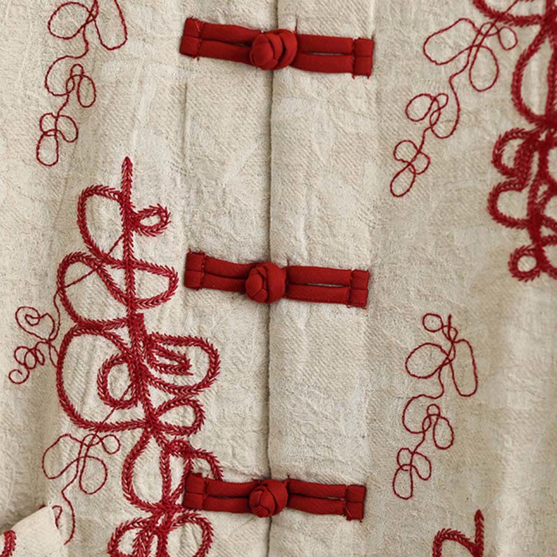 Chaqueta de invierno Buddha Stones para mujer, de manga larga, cuello alto, botones de rana, acolchada de algodón y bolsillos - image 2