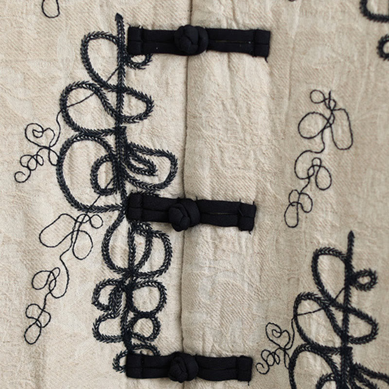 Chaqueta de invierno Buddha Stones para mujer, de manga larga, cuello alto, botones de rana, acolchada de algodón y bolsillos - image 22