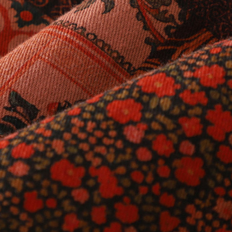 Chaqueta térmica de algodón con botones de rana y manga larga con estampado floral étnico para mujer de Buddha Stones - image 6