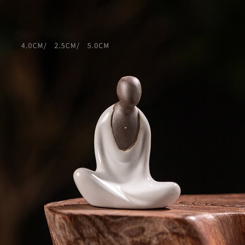 Estatua de cerámica de Buddha Stones meditando, pequeña, sin forma, de Buda, para decoración zen del hogar, 4 x 2,5 x 5 cm - Buda 4*2,5*5 cm - image 0