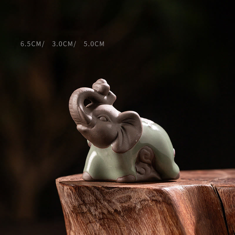 Estatua de elefante pequeño de cerámica de Buddha Stones , ideal para decoración de escritorio del hogar, 6,5 x 3 x 5 cm - Elefante 6,5 x 3 x 5 cm - image 0