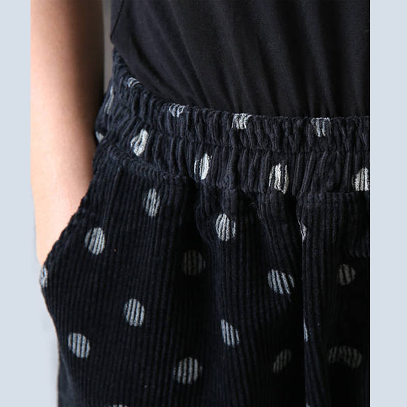 Pantalones harén de pana con estampado de lunares y bolsillos para mujer de Buddha Stones para el otoño - image 13