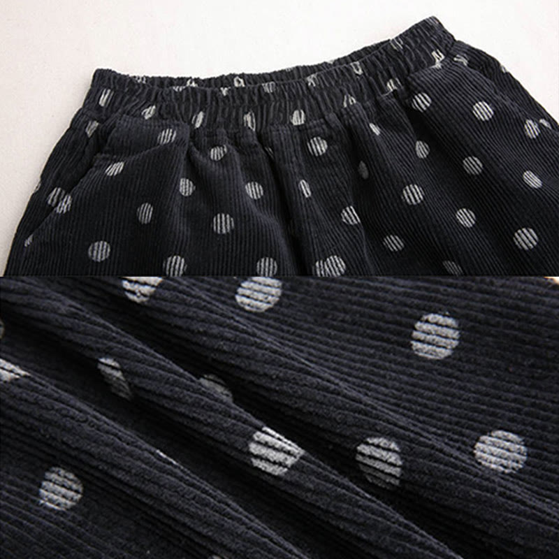 Pantalones harén de pana con estampado de lunares y bolsillos para mujer de Buddha Stones para el otoño - image 16