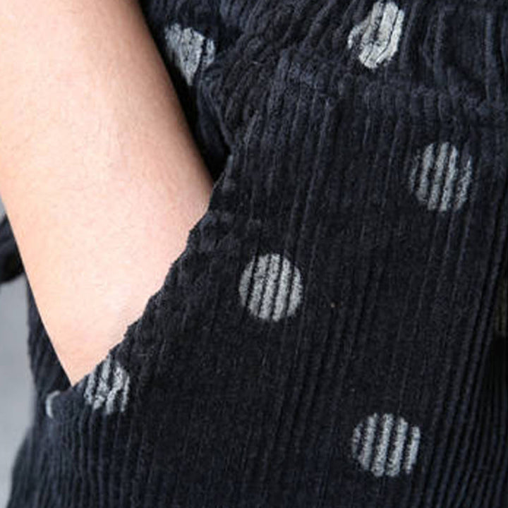 Pantalones harén de pana con estampado de lunares y bolsillos para mujer de Buddha Stones para el otoño - image 14