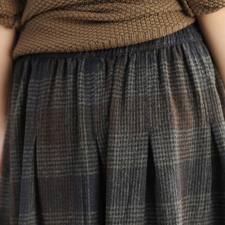 Falda térmica de algodón con estampado a cuadros de invierno para mujer de Buddha Stones, de 7-8 de largo y bolsillos - image 23