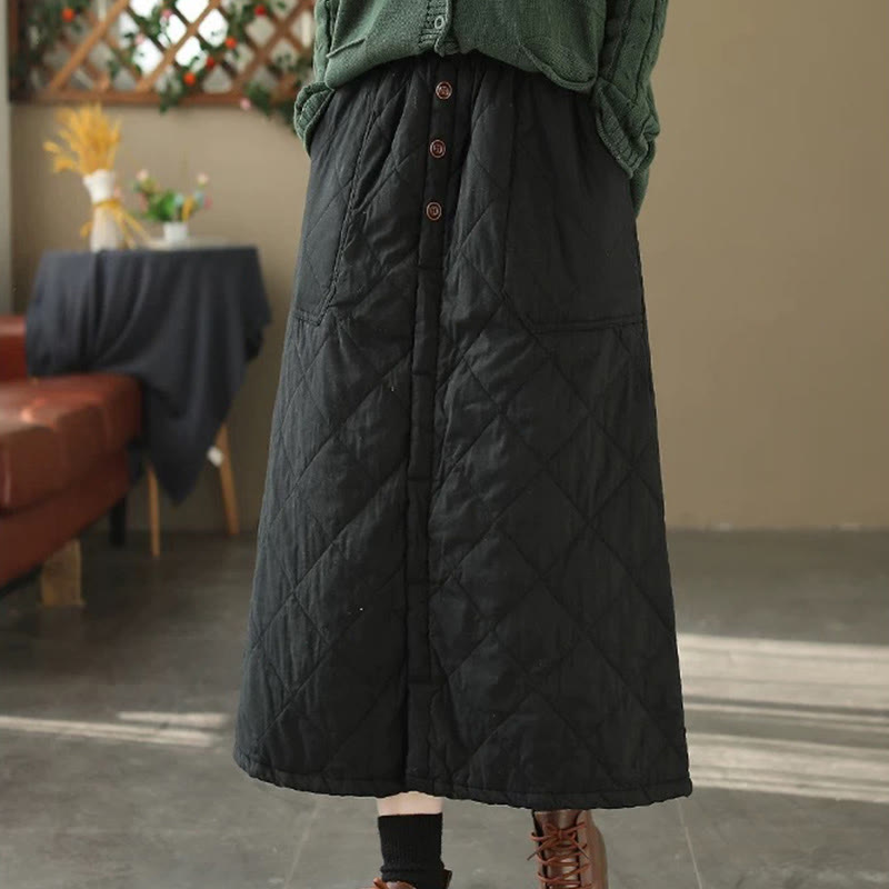 Falda térmica acolchada de algodón liso Buddha Stones para mujer, de 7-8 pulgadas de largo, con bolsillos - image 11