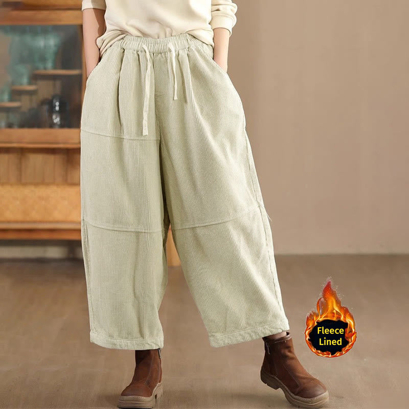 Pantalones térmicos de pana de algodón con forro polar y bolsillos para mujer de Buddha Stones - Beige (forrado de felpa) - US14, UK/AU18, EU46 (4XL) - image 8