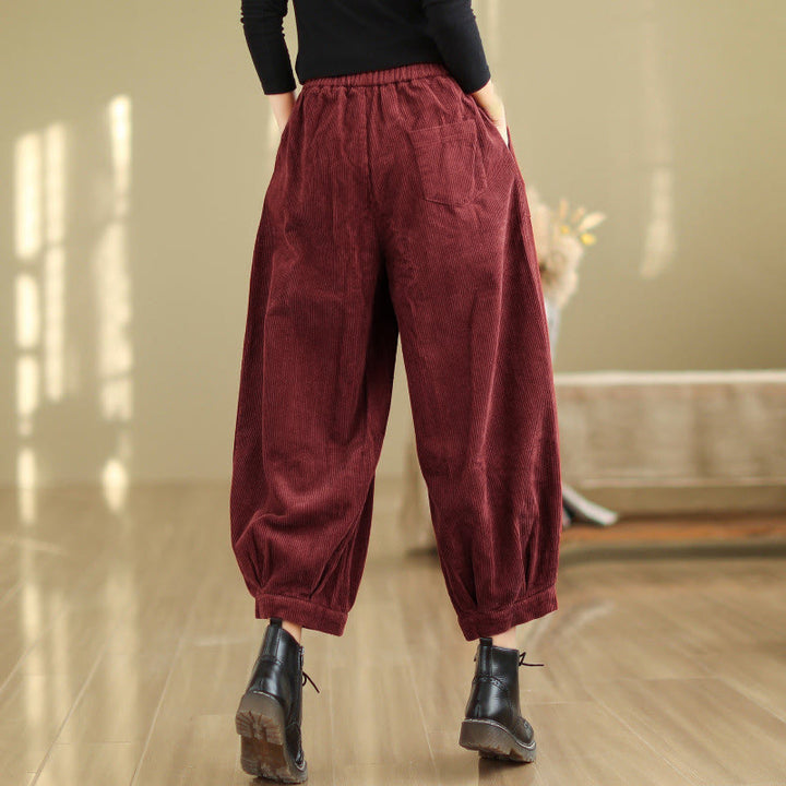 Pantalones harén de pana para mujer con cintura elástica y bolsillos, diseño Buddha Stones - image 17