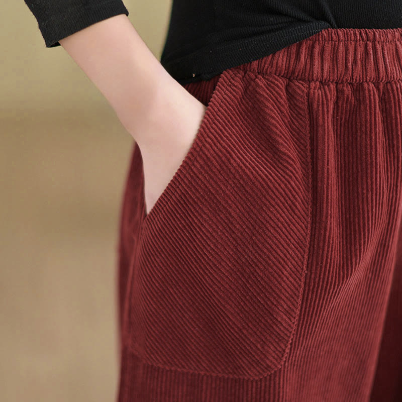 Pantalones harén de pana para mujer con cintura elástica y bolsillos, diseño Buddha Stones - image 19
