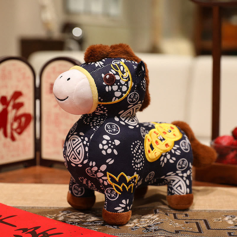 Muñeco de peluche con monedas de cobre del Año del Caballo y Buddha Stones para decoración del hogar - Azul acero - 21*10*22 cm - image 7