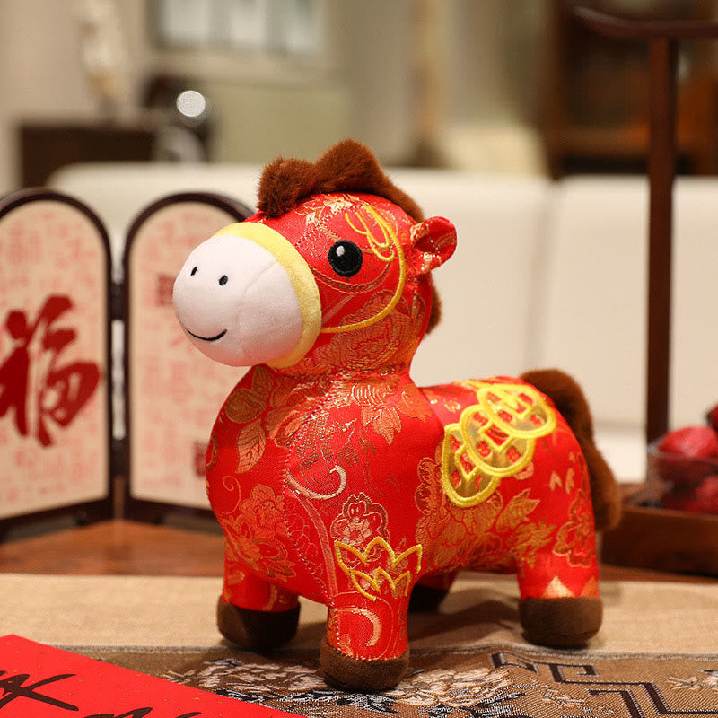 Muñeco de peluche con monedas de cobre del Año del Caballo y Buddha Stones para decoración del hogar - Rojo - 21*10*22 cm - image 8