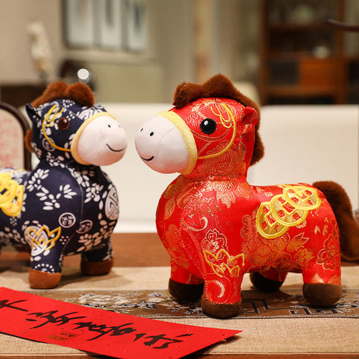 Muñeco de peluche con monedas de cobre del Año del Caballo y Buddha Stones para decoración del hogar - image 0