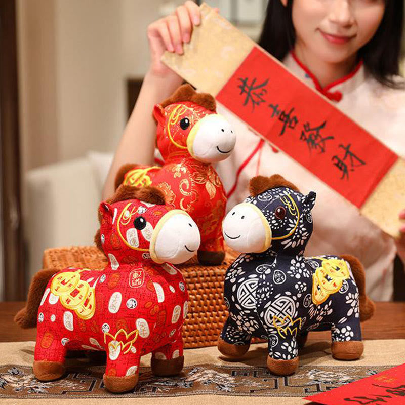 Muñeco de peluche con monedas de cobre del Año del Caballo y Buddha Stones para decoración del hogar - image 18