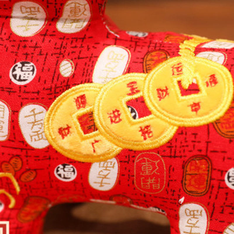 Muñeco de peluche con monedas de cobre del Año del Caballo y Buddha Stones para decoración del hogar - image 5