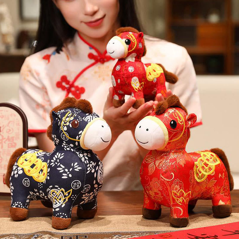 Muñeco de peluche con monedas de cobre del Año del Caballo y Buddha Stones para decoración del hogar - image 13