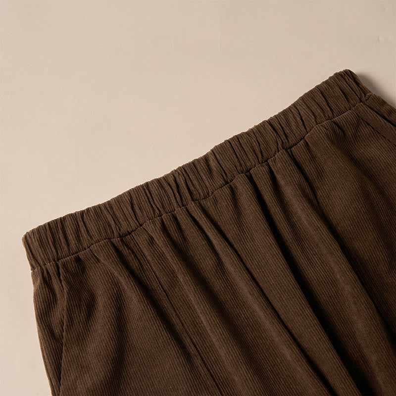 Pantalones de pana de color puro con bolsillos para mujer Buddha Stones Commute - image 5