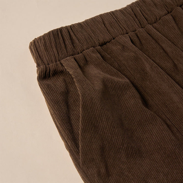 Pantalones de pana de color puro con bolsillos para mujer Buddha Stones Commute - image 6