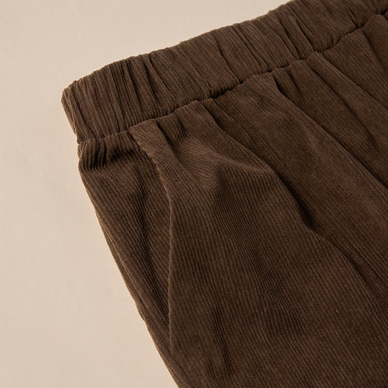 Pantalones de pana de color puro con bolsillos para mujer Buddha Stones Commute - image 6