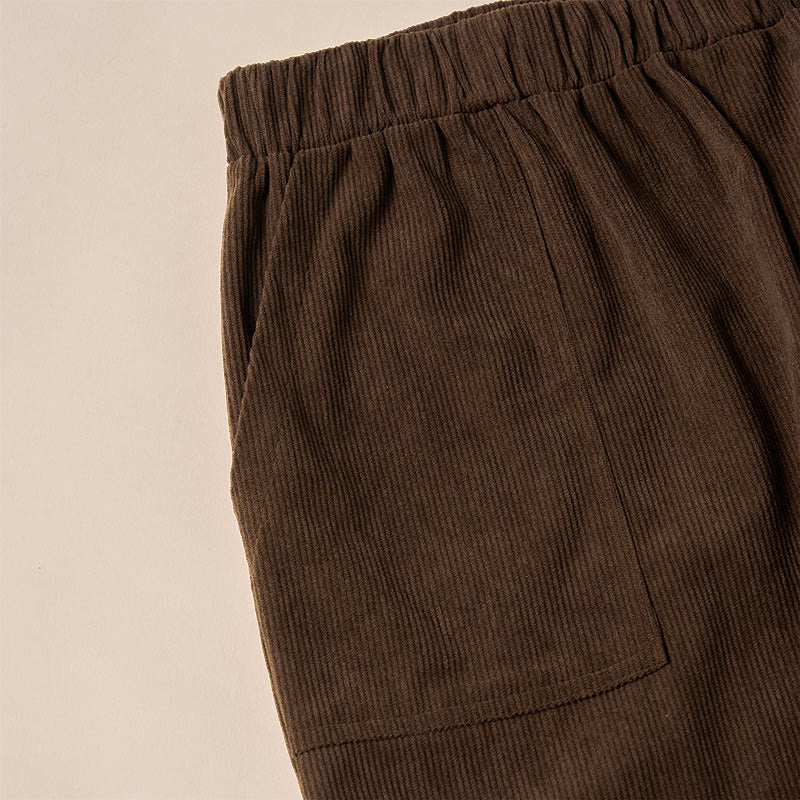 Pantalones de pana de color puro con bolsillos para mujer Buddha Stones Commute - image 7