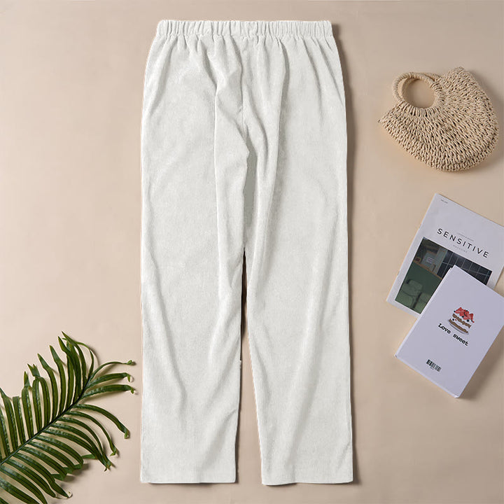 Pantalones de pana de color puro con bolsillos para mujer Buddha Stones Commute - image 11