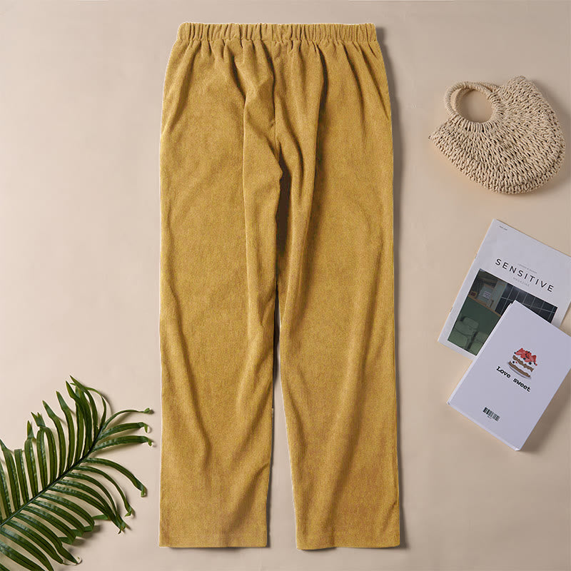 Pantalones de pana de color puro con bolsillos para mujer Buddha Stones Commute - image 20