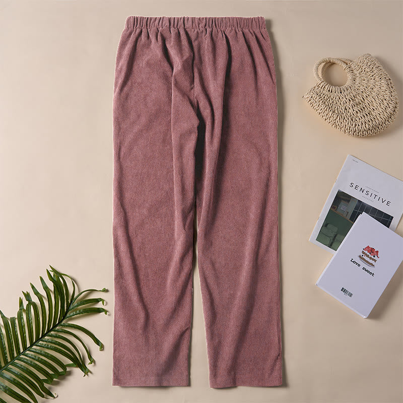 Pantalones de pana de color puro con bolsillos para mujer Buddha Stones Commute - image 18