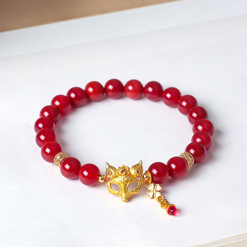 Pulsera de éxito de ágata roja del sur con zorro de nueve colas y Buddha Stones - image 3