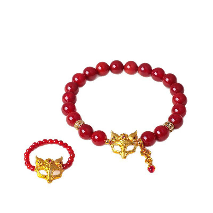 Pulsera de éxito de ágata roja del sur con zorro de nueve colas y Buddha Stones - image 17