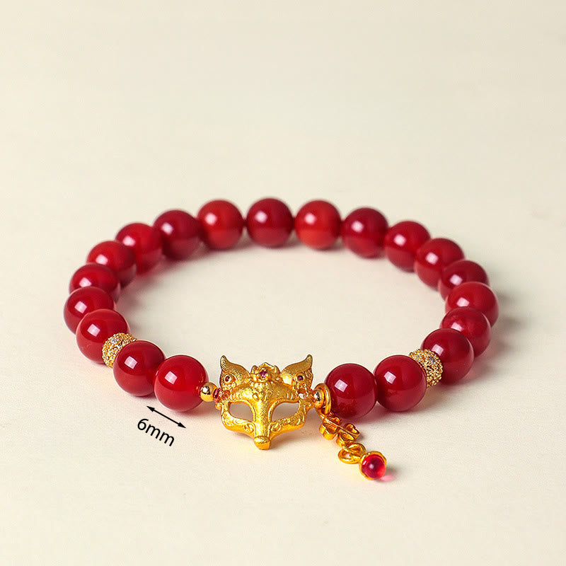 Pulsera de éxito de ágata roja del sur con zorro de nueve colas y Buddha Stones - image 4