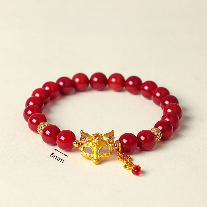 Pulsera de éxito de ágata roja del sur con zorro de nueve colas y Buddha Stones - image 4