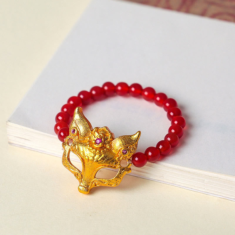 Pulsera de éxito de ágata roja del sur con zorro de nueve colas y Buddha Stones - image 11