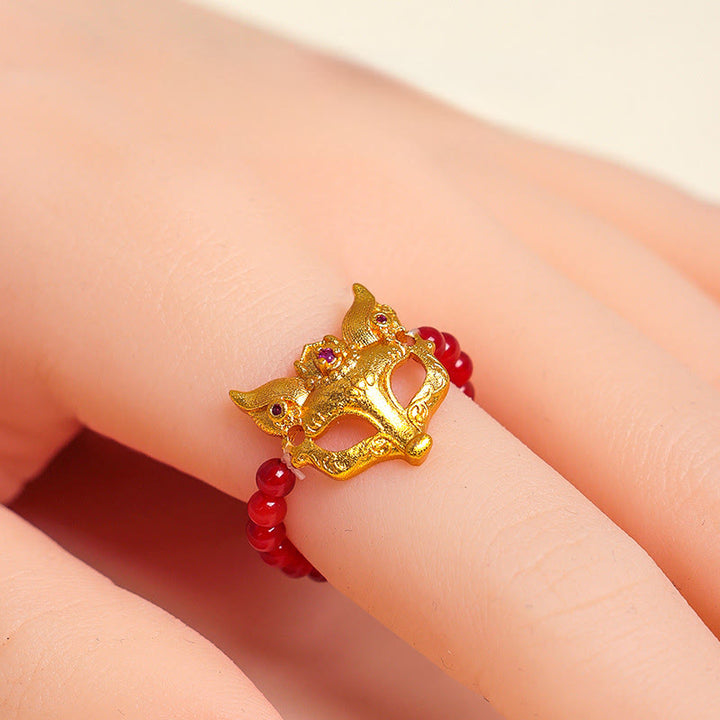 Pulsera de éxito de ágata roja del sur con zorro de nueve colas y Buddha Stones - image 14